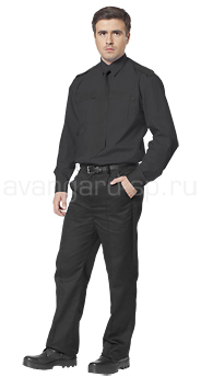 Черная рубашка охранника с длинным рукавом.